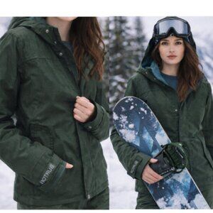 Burton DryRide Hooded Ski Jacket Green Waterproof Snowboard Coat XL